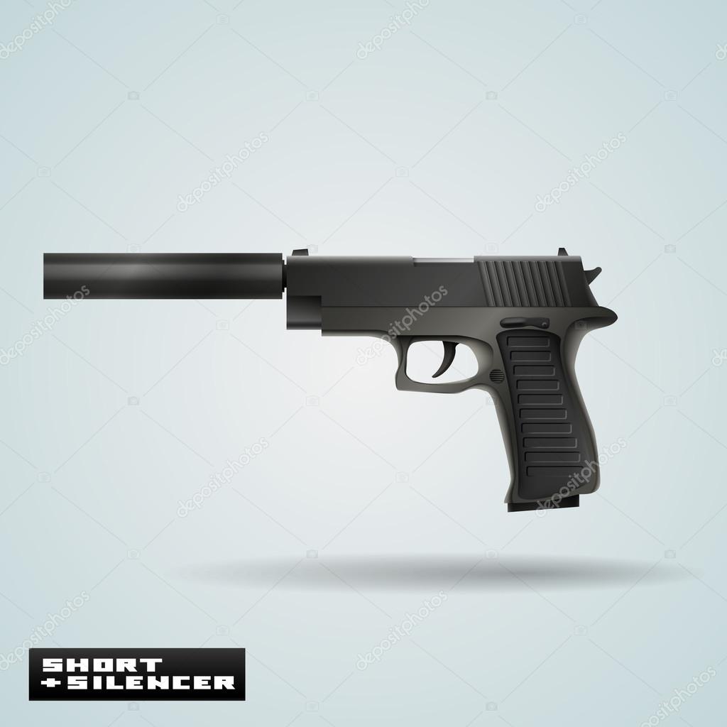 Vector realistic compact pistol with silencer