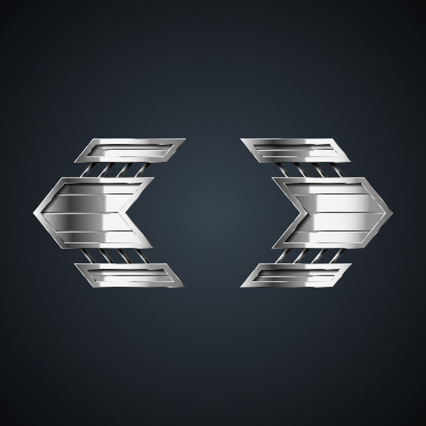 Векторные абстрактные металлические стрелки слева и справа
