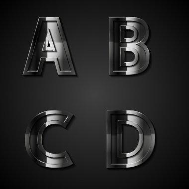 Dark metal alfabe harfleri b c d vektör