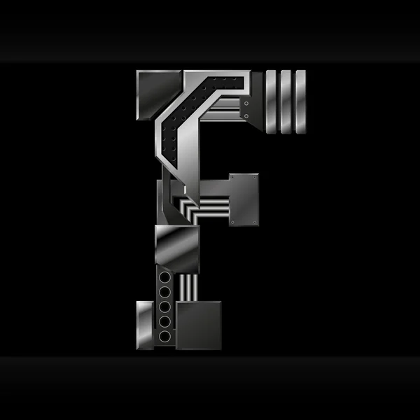 Alphabet vectoriel métallique lettre F — Image vectorielle
