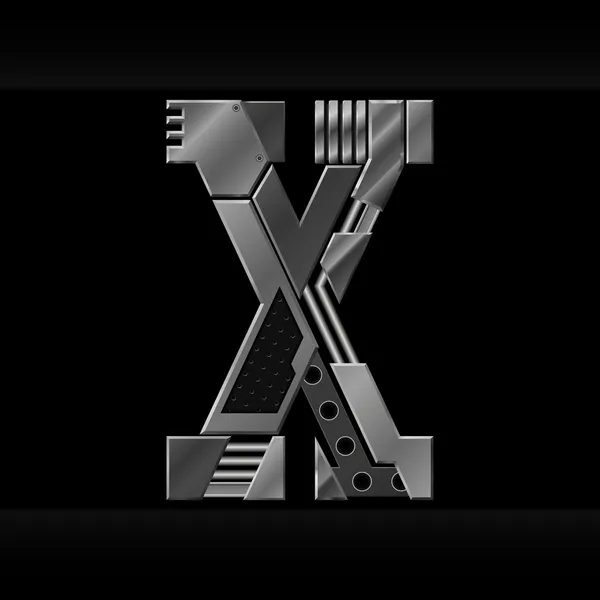 Vector metallic alphabet letter X — Stock Vector