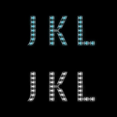 metal Alfabe harf j k l neon ışık ile