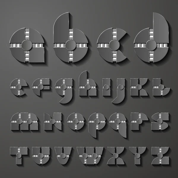 Vector abstract gray metal alphabet — Stock Vector