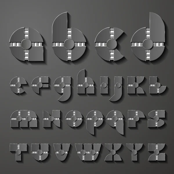 Vector abstract gray metal alphabet Stock Illustration