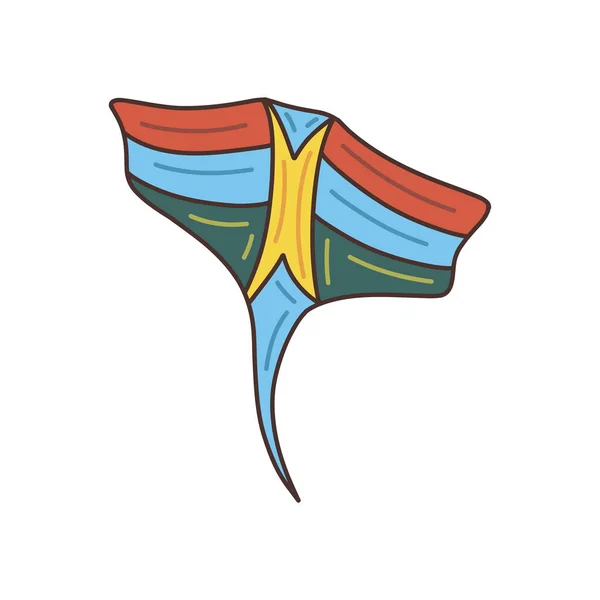 Кайт Игрушка Летящая Воздухе Веревке Парящая Небе Ветру Разного Цвета — стоковый вектор