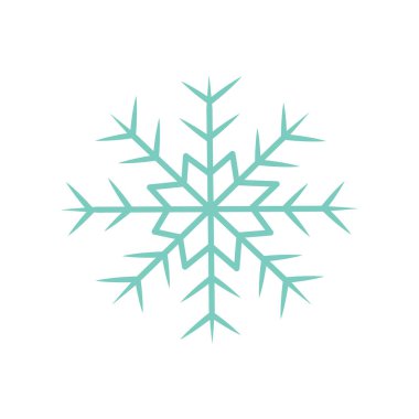 Mavi Kar Tanesi. Renkli vektör düz çizimi izole edildi. Tebrik kartı, davetiye, baskı ya da dövme için. Kış mevsimi, Noel tatili