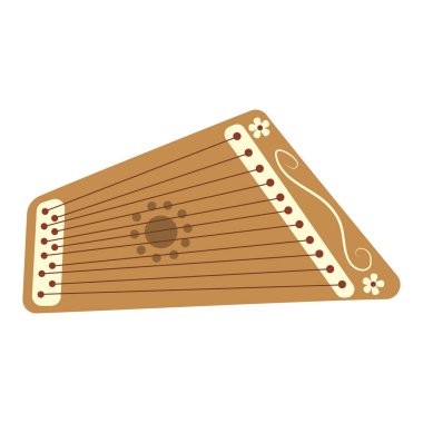 Gusli. Antik Slav müzik aleti bağlanmış. Renkli vektör izole edilmiş düz çizim