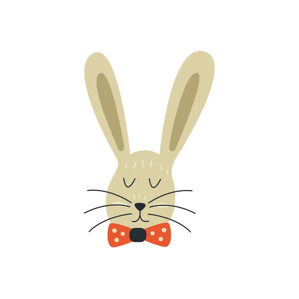 Cute Bunny Bow Tie Gray Rabbit Forest Wild Fluffy Animal — Stock vektor