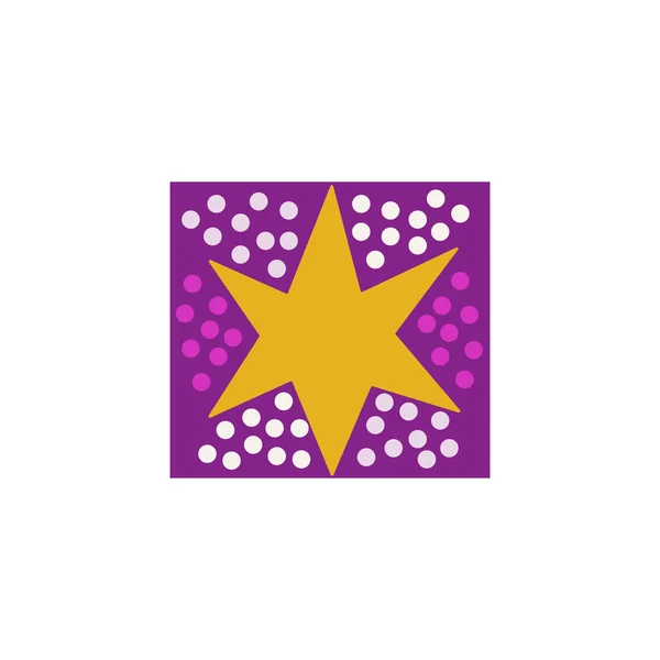 Yellow Star Purple Polka Dot Square Abstract Geometric Composition Print — 图库矢量图片