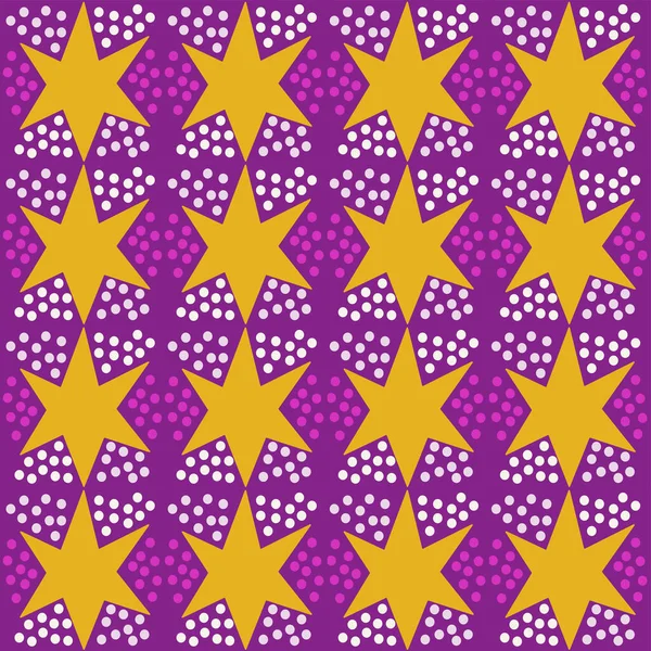 Yellow Star Purple Polka Dot Square Background Abstract Geometric Composition — 图库矢量图片