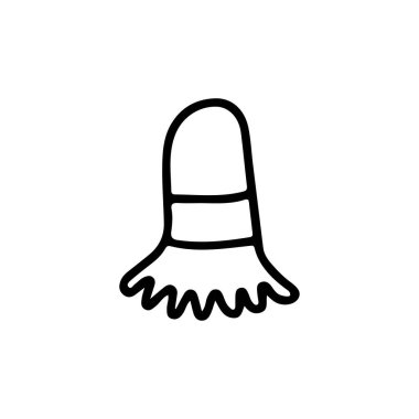 Bulaşık yıkamak ve yüzey temizlemek için fırça. Temizlik fırçası. Bambudan yapılmış aksesuarlar. Çevre dostu. Siyah ve beyaz el çizimi vektör izole çizim simgesi karalama