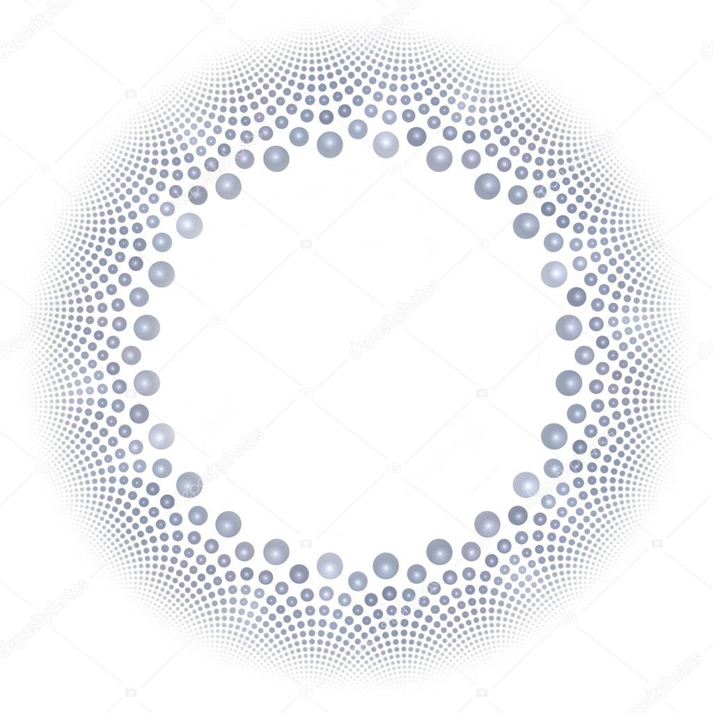 Round frame of beads on a white background