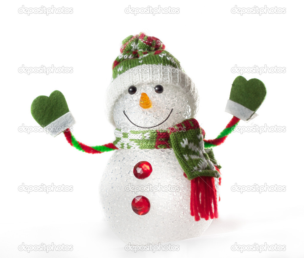 Toy snowman on white background