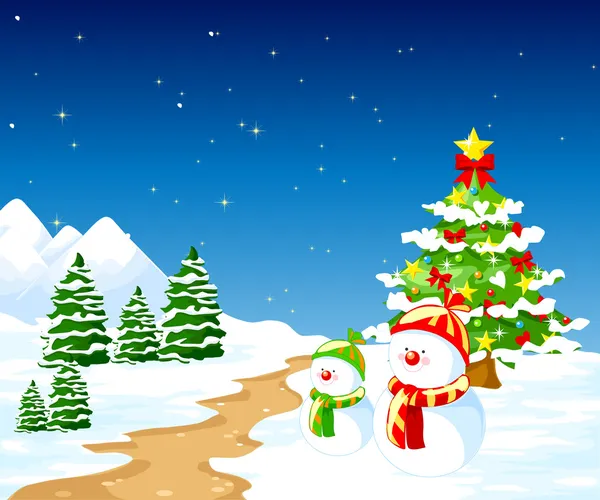 快乐圣诞背景卡片和冬季 — 图库矢量图片