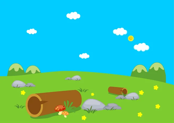 Logs and background landscape — Stock Vector