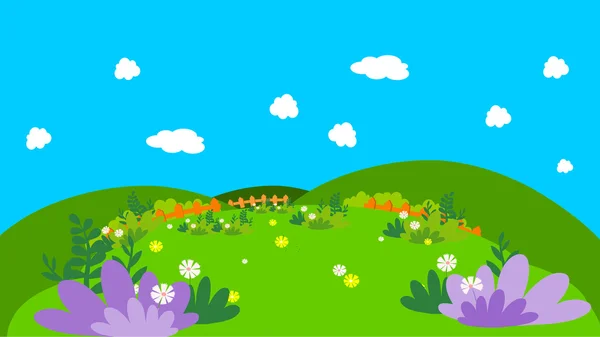 Árboles y flores paisaje de fondo — Vector de stock