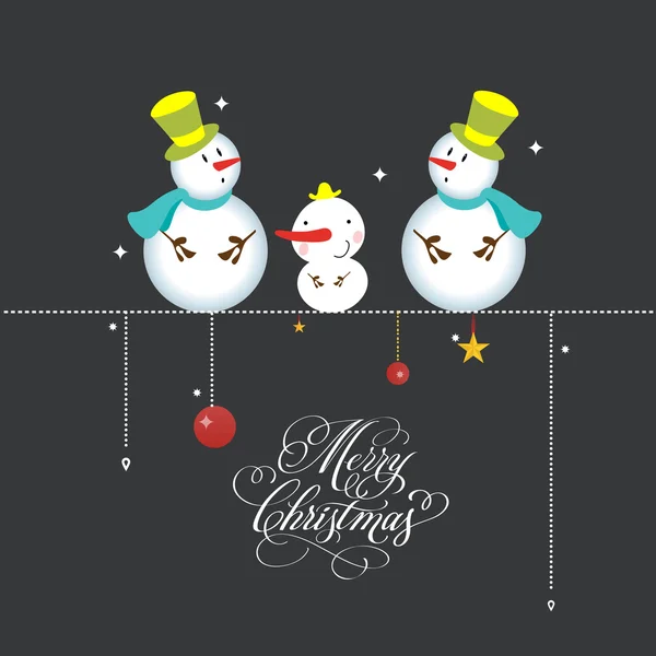 Cartão de Natal cartão de saudação com bonitos bonecos de neve — Vetor de Stock