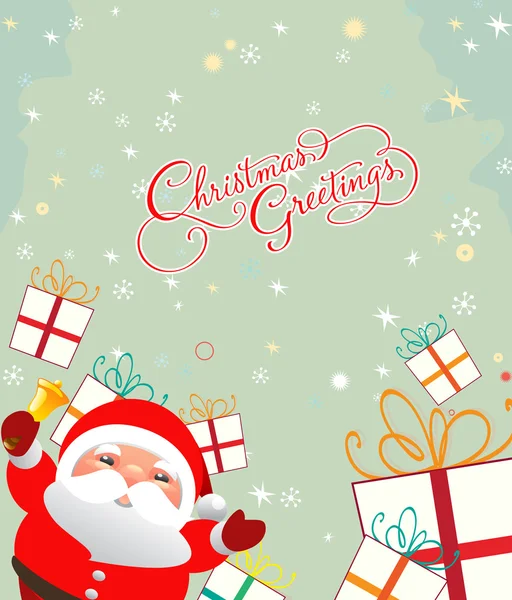 Весела різдвяна листівка з Сантою Клаус — стоковий вектор