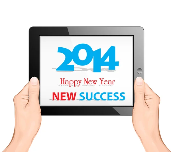 Szczęśliwego nowego roku 2014 z ipad — Wektor stockowy