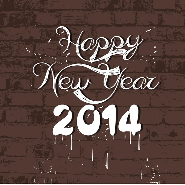 Šťastný nový rok 2014 na zeď retro — Stockový vektor
