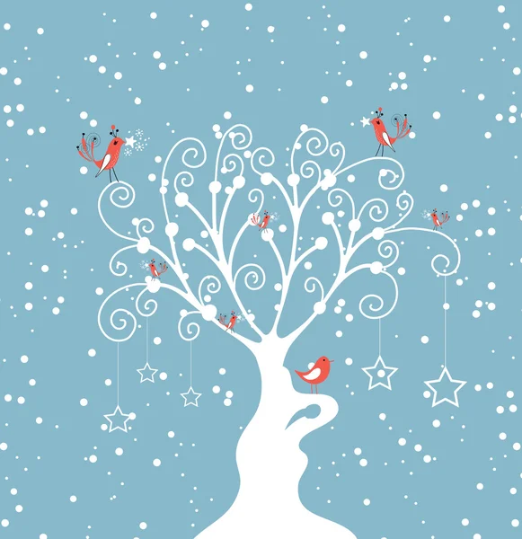 Dekorativní Zimní strom — Stockový vektor