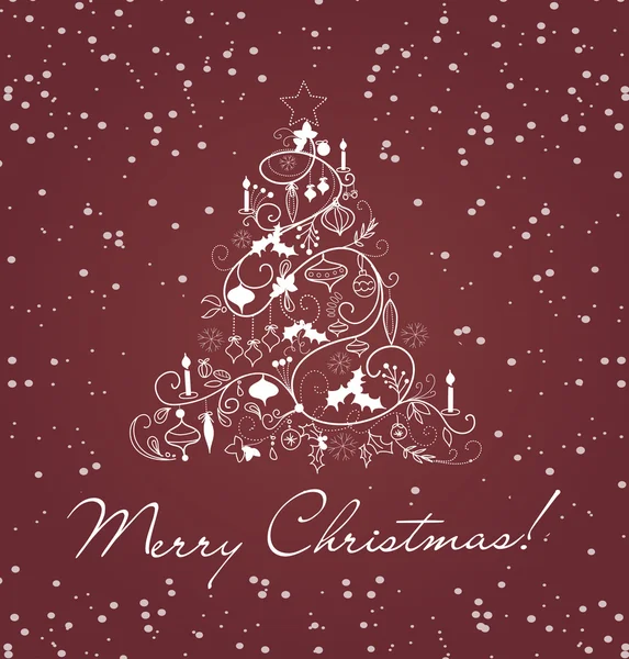 快乐圣诞贺卡和圣诞树 3 — 图库矢量图片