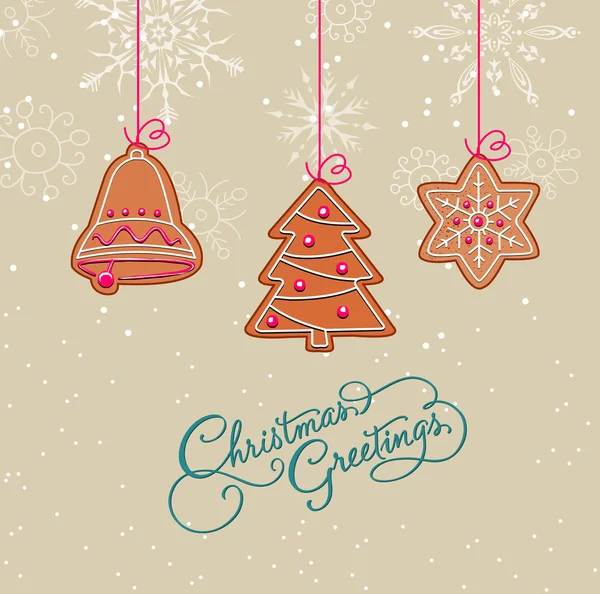 Cartolina di Natale con ornamenti — Vettoriale Stock