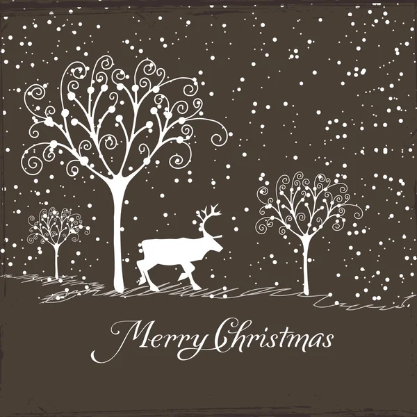 Merry christmas with deer poster — Stock Vector