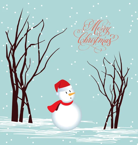 Рождественская открытка Снеговик — стоковый вектор