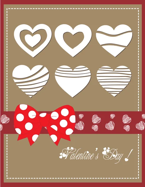 Happy valentine day with bow heart - Stok Vektor