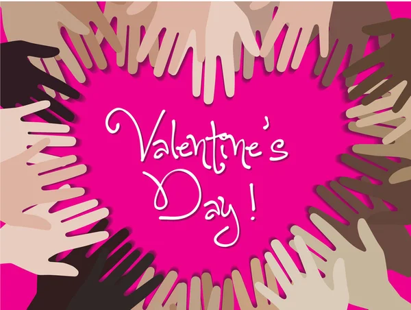 Feliz día de San Valentín con la mano corazón creativo — Vector de stock