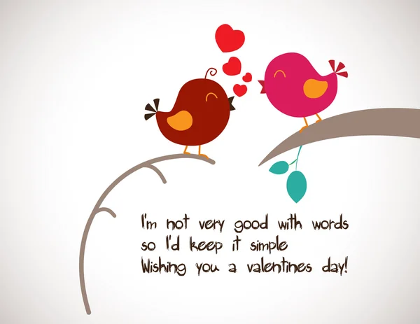 Happy valentine greetings with two bird — Stock Vector