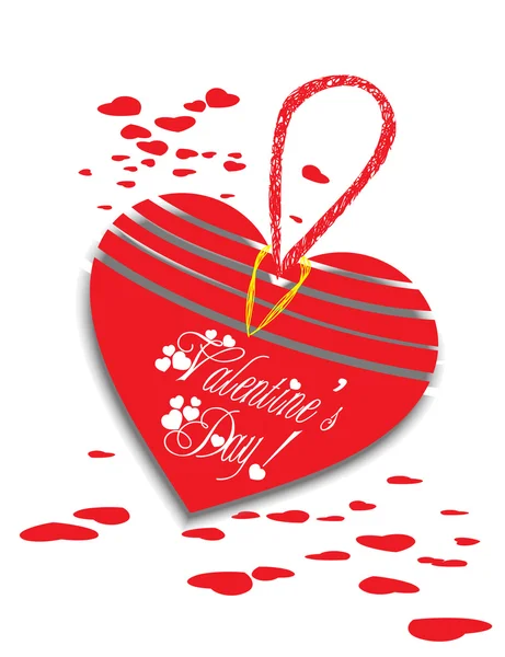 Sevgililer günü tebrik yün kalp kart — Stok Vektör