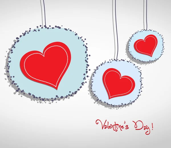 Valentinstag hängt Herz an Wand — Stockvektor