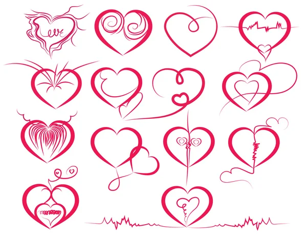 Set of symbol hearts — Stock Vector