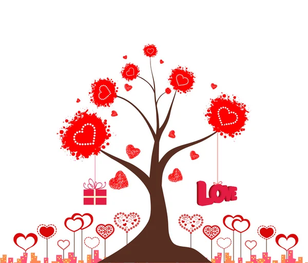 San Valentino albero dell'amore — Vettoriale Stock