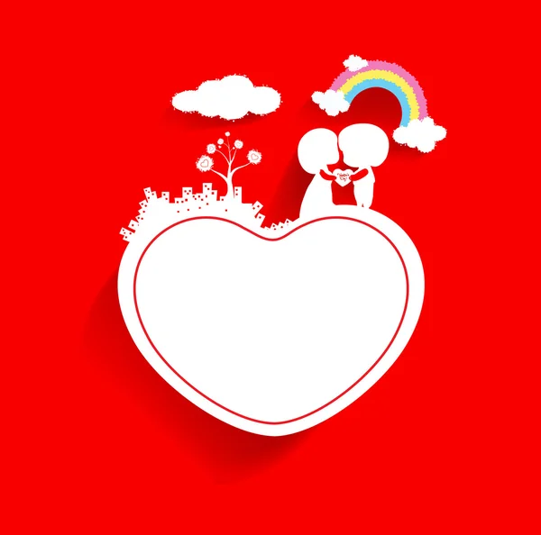 Fondo del día de San Valentín con nube — Vector de stock