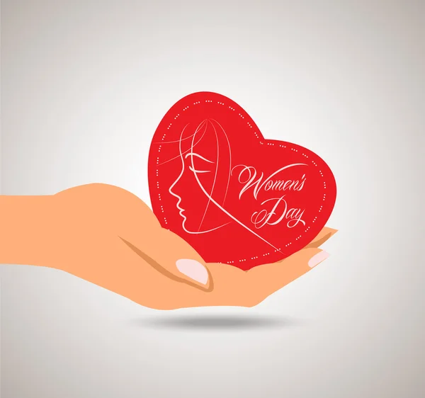 Happy women 's day heart in hand — стоковый вектор