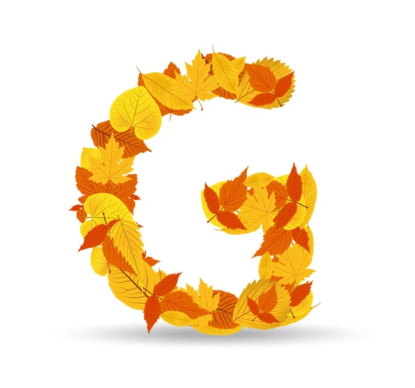 Φθινόπωρο φύλλα γραμματοσειρά διάνυσμα, γράμμα G — Διανυσματικό Αρχείο