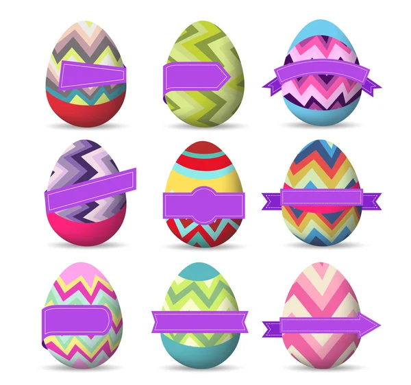 Huevos de Pascua y feliz Pascua — Vector de stock