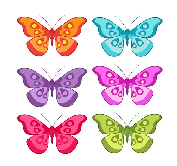 Conjunto de cores vetoriais de borboletas coloridas — Vetor de Stock