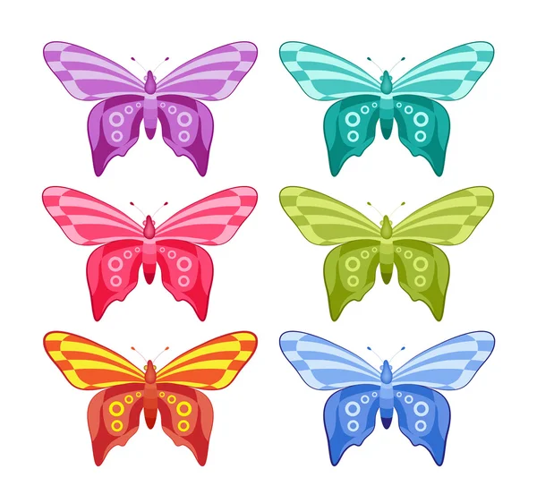 Conjunto de cores vetoriais de borboletas coloridas — Vetor de Stock