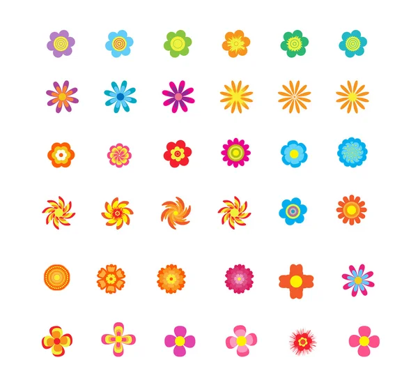 Set van kleurrijke bloem pictogrammen — Stockvector