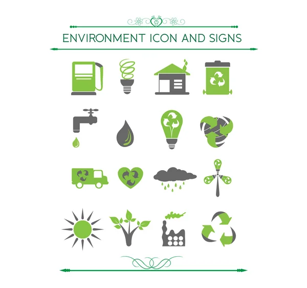 Environment and eco related symbols — Stock Vector