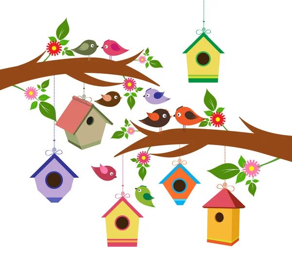 Birdhouse para la primavera — Archivo Imágenes Vectoriales