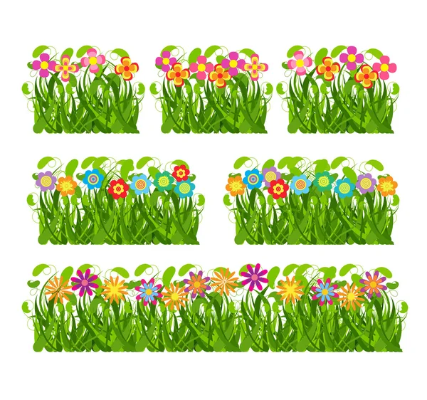 Collection grass and flowers — Stock Vector