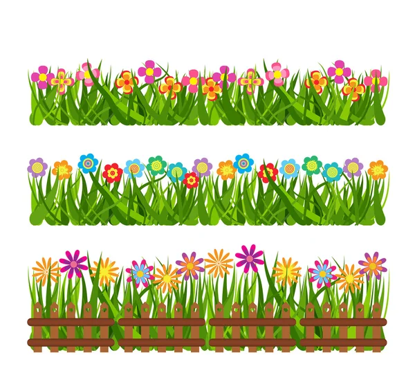 Collection grass and flowers — Stock Vector