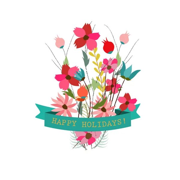 Ramos florales lindos en estilo vintage — Vector de stock