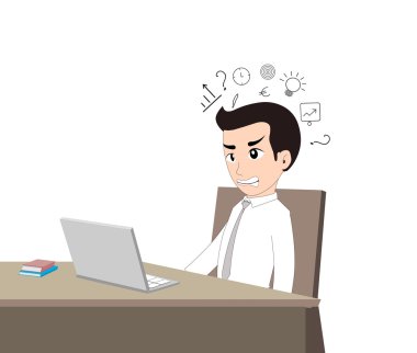 노트북 앞에서 혼란 스 러 워 사업가