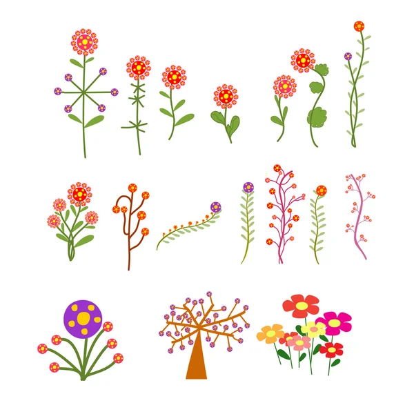 Set with vintage flowers — Stock Vector